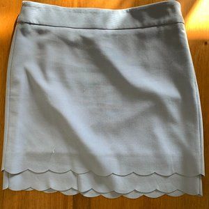 Ann Taylor Loft Light Blue Scalloped Mini Skirt